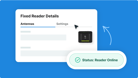 A screen showing fixed reader details with Status: Reader Online indicated by a green checkmark.